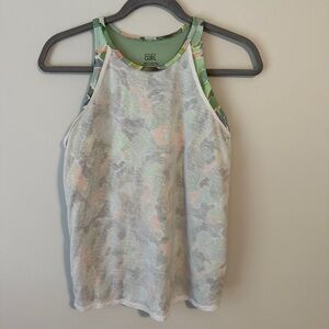 ATHLETA GIRL Perfect Pair Tank Top in Mosaic Camo Raleigh Green XXL 16